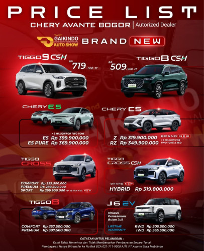 Pricelist Harga Chery karawang 2025